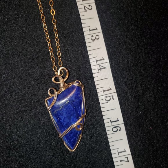 GORGEOUS Royal Blue Lapis Lazuli Stone wrapped in 14KT Gold (filled) wire - Picture 2 of 7